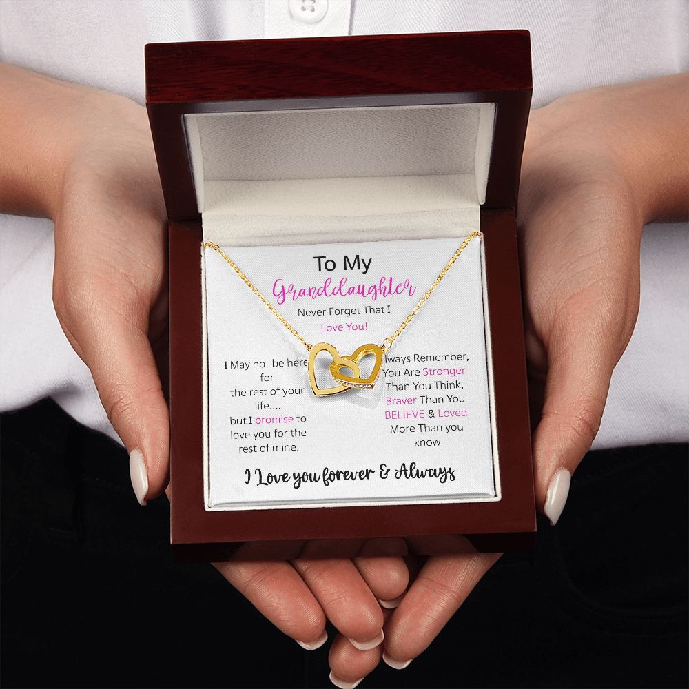 Granddaughter - I Love You Forever - Interlocking Hearts Necklace