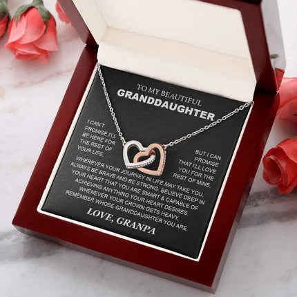 Granddaughter - Grandpa - Love You For The Rest Of Mine - Interlocking Hearts Necklace - Charming Present