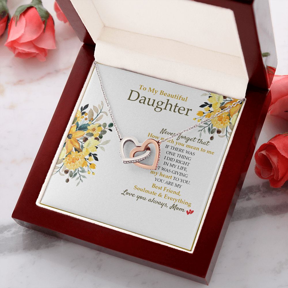 Daughter - Mom - How Much You Mean To Me - Interlocking Hearts Necklace SO190V