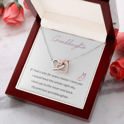 Granddaughter Grandma - I Love You To The Moon And Back - Interlocking Hearts Necklace - Charming Present