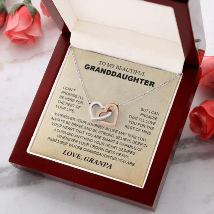 Granddaughter - Grandpa - Love You For The Rest Of Mine - Interlocking Hearts Necklace - Charming Present