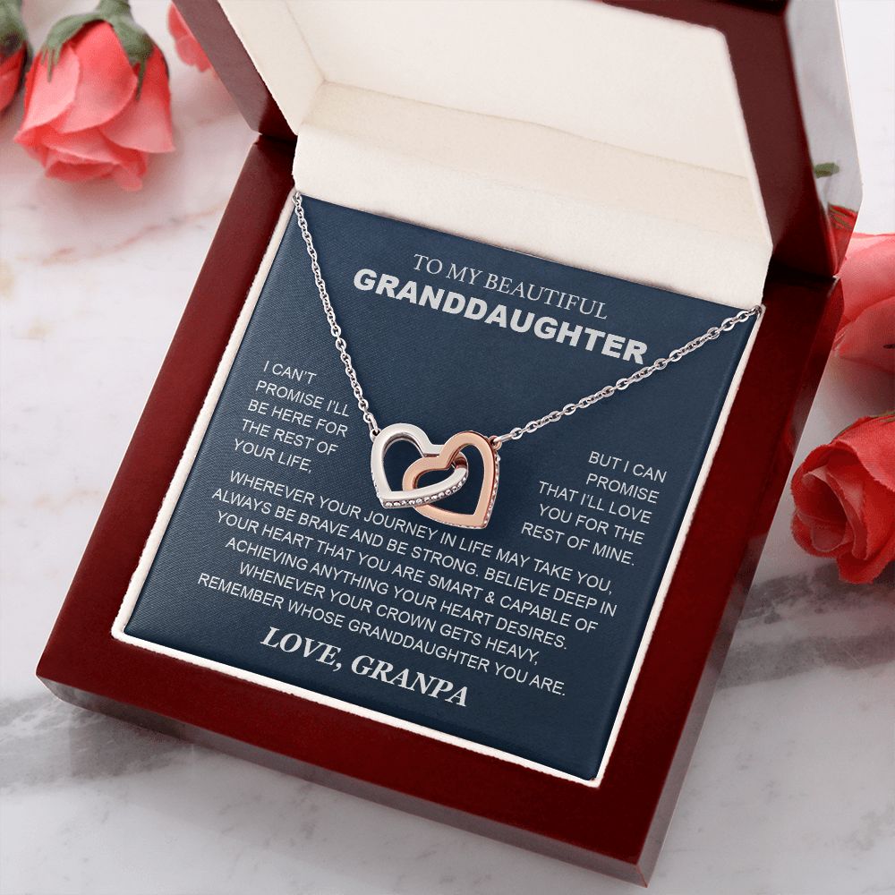 Granddaughter - Grandpa - Love You For The Rest Of Mine - Interlocking Hearts Necklace