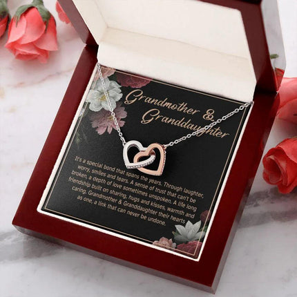 Granddaughter - Sharing Hugs And Kisses - Interlocking Hearts Necklace - Charming Present