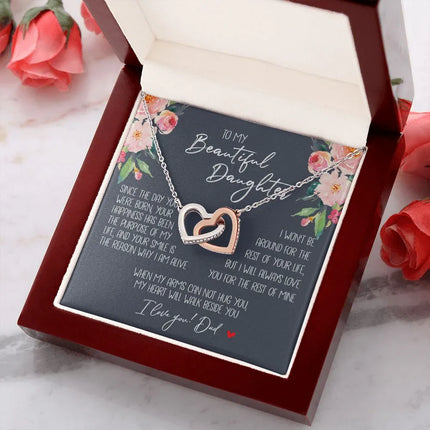 Daughter - Dad - My Heart Will Walk Beside You - Interlocking Hearts Necklace - Charming Present