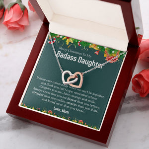 Badass Daughter - Merry Christmas - Interlocking Hearts Necklace