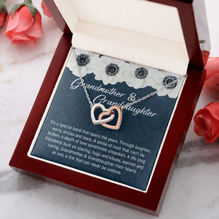 Granddaughter - Sharing Hugs And Kisses - Interlocking Hearts Necklace - Charming Present