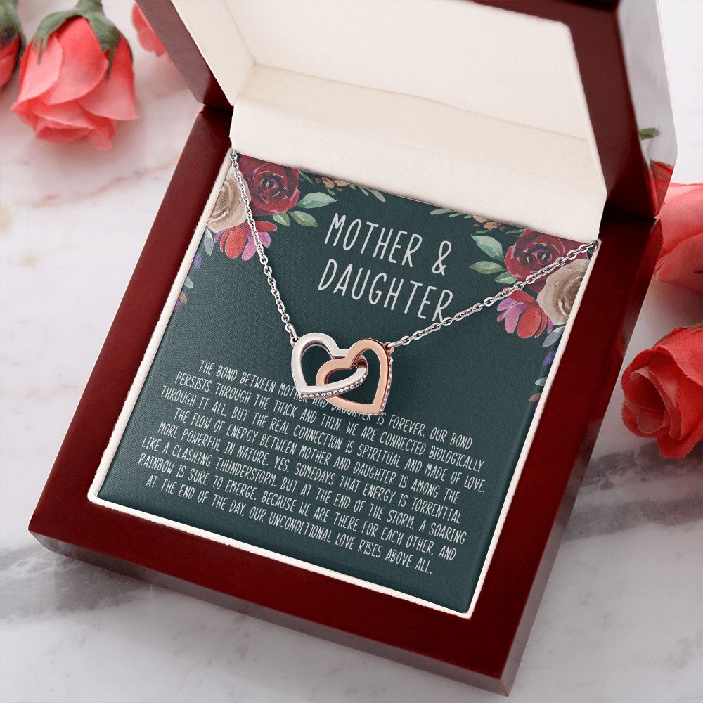 Mother And Daughter - The Bond Between Mother And Daughter Is Forever - Interlocking Hearts Necklace