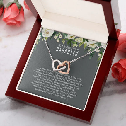 Daughter - Love You Forever And Always - Interlocking Hearts Necklace - Charming Present
