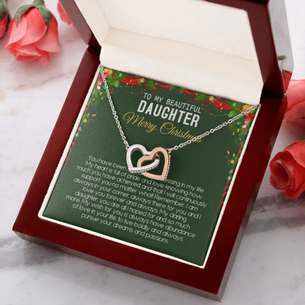 Beautiful Daughter - Merry Christmas - Love You Forever And Always - Interlocking Hearts Necklace - Charming Present
