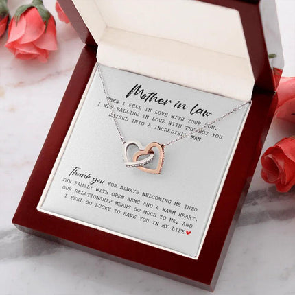 Mother In Law - Thank You For Always Welcoming Me - Interlocking Hearts Necklace SO175T - Charming Present