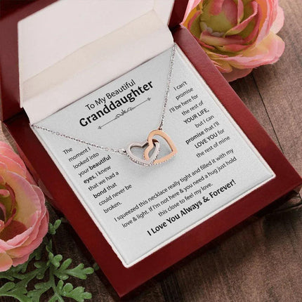 Beautiful Granddaughter - I'll Love You For The Rest Of Mine - Interlocking Hearts Necklace - Charming Present