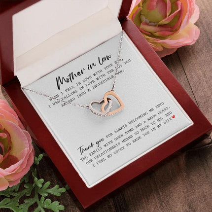 Mother In Law - Thank You For Always Welcoming Me - Interlocking Hearts Necklace SO175T - Charming Present