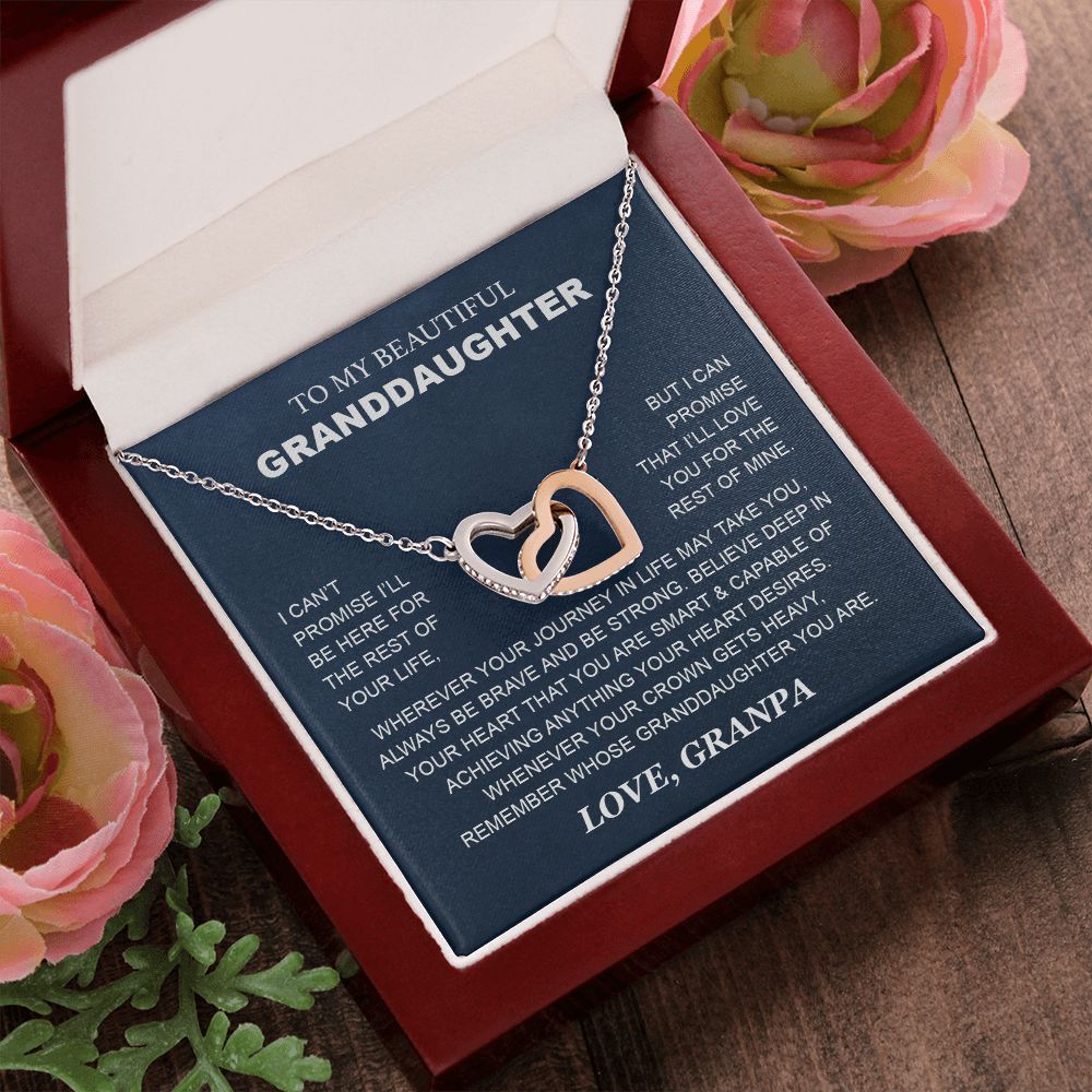 Granddaughter - Grandpa - Love You For The Rest Of Mine - Interlocking Hearts Necklace