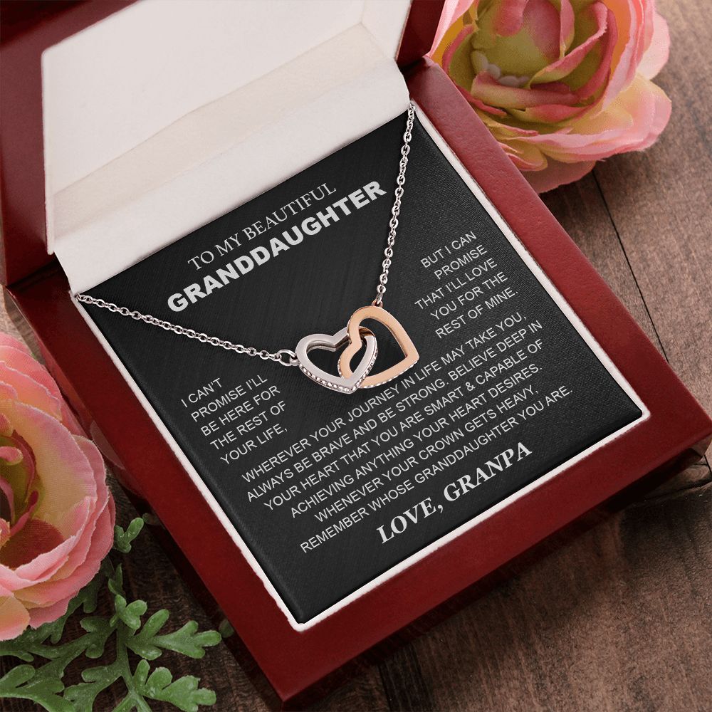 Granddaughter - Grandpa - Love You For The Rest Of Mine - Interlocking Hearts Necklace