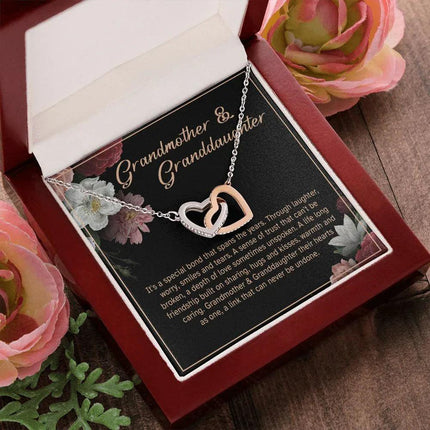 Granddaughter - Sharing Hugs And Kisses - Interlocking Hearts Necklace - Charming Present