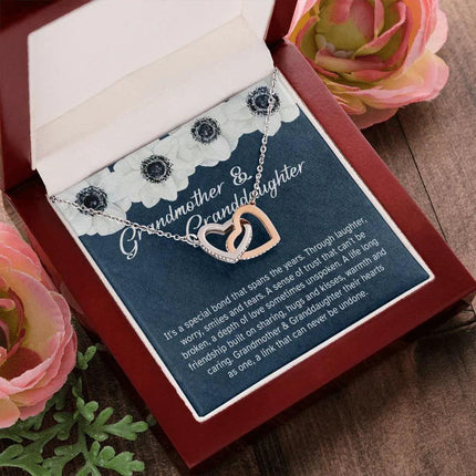 Granddaughter - Sharing Hugs And Kisses - Interlocking Hearts Necklace - Charming Present