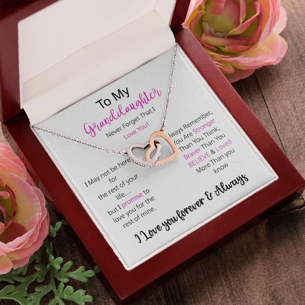 Granddaughter - I Love You Forever - Interlocking Hearts Necklace