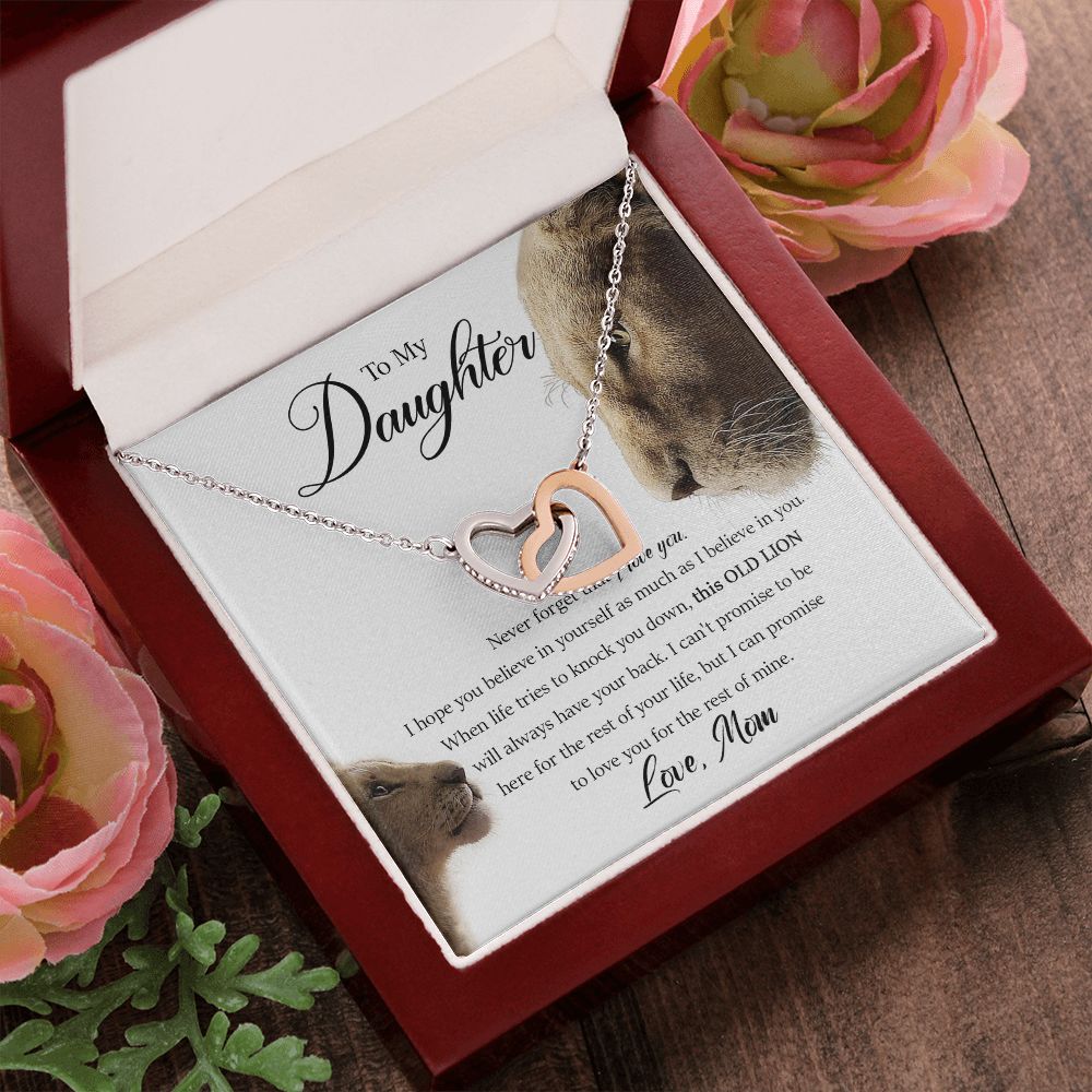 Daughter - Mom - Never Forget That I Love You - Interlocking Hearts Necklace