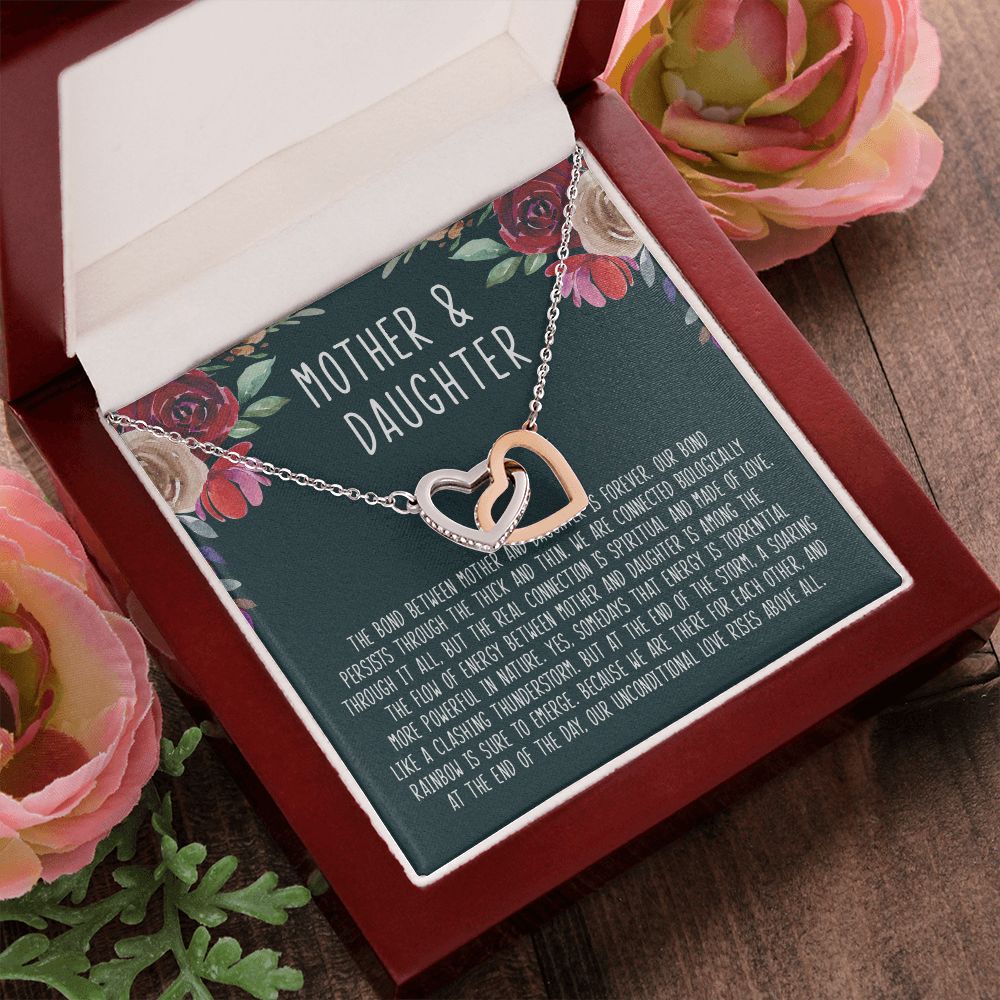 Mother And Daughter - The Bond Between Mother And Daughter Is Forever - Interlocking Hearts Necklace