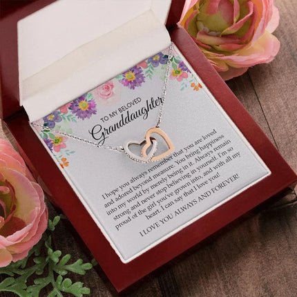 Granddaughter - I Love You Always And Forever - Interlocking Hearts Necklace - Charming Present