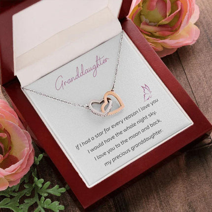 Granddaughter Grandma - I Love You To The Moon And Back - Interlocking Hearts Necklace - Charming Present