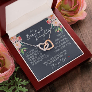 Daughter - Dad - My Heart Will Walk Beside You - Interlocking Hearts Necklace