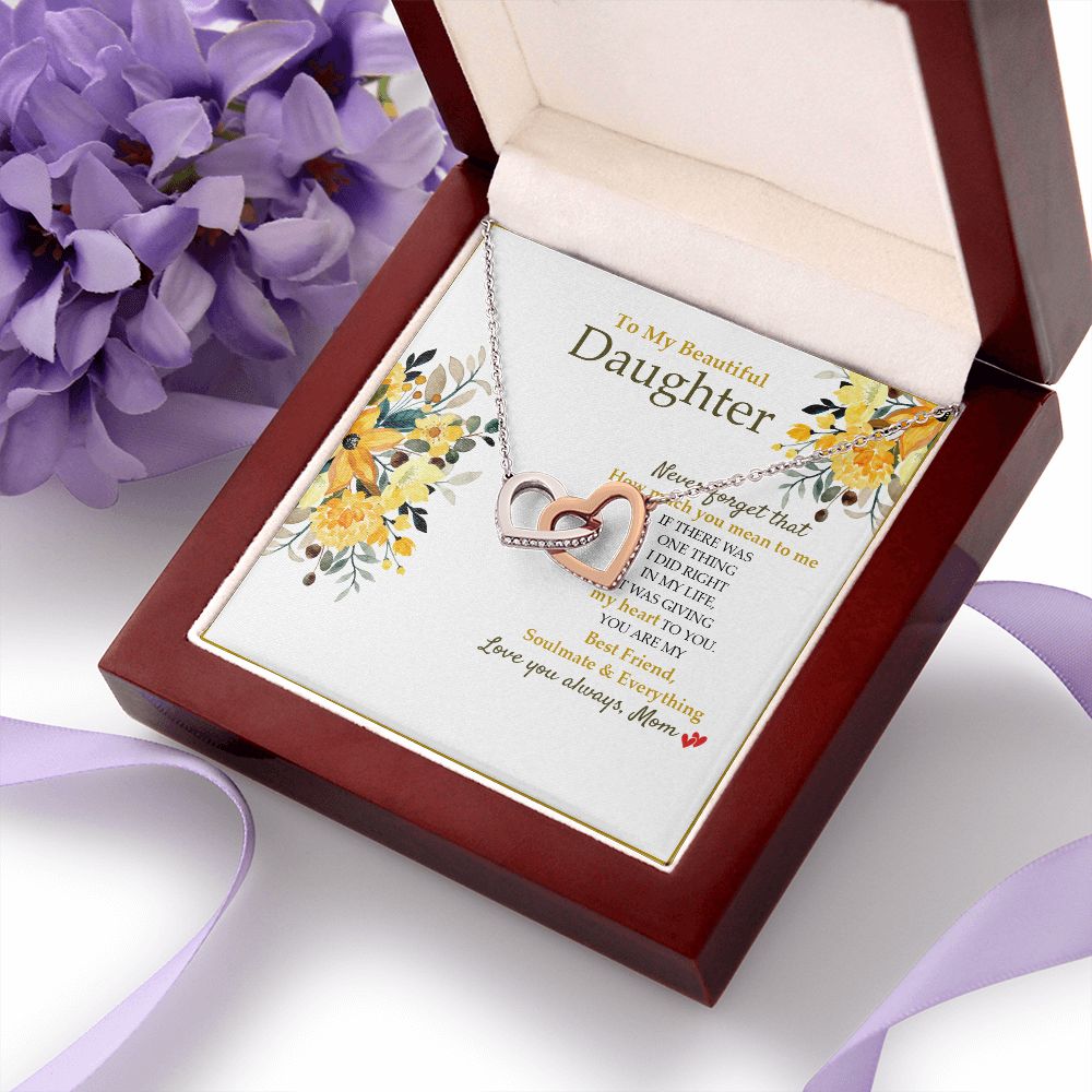 Daughter - Mom - How Much You Mean To Me - Interlocking Hearts Necklace SO190V