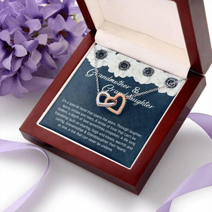 Granddaughter - Sharing Hugs And Kisses - Interlocking Hearts Necklace - Charming Present
