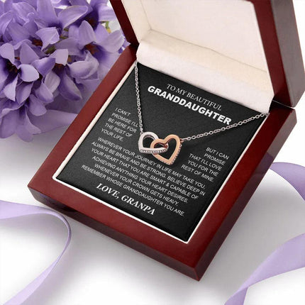 Granddaughter - Grandpa - Love You For The Rest Of Mine - Interlocking Hearts Necklace - Charming Present