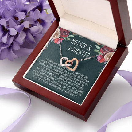 Mother And Daughter - The Bond Between Mother And Daughter Is Forever - Interlocking Hearts Necklace - Charming Present