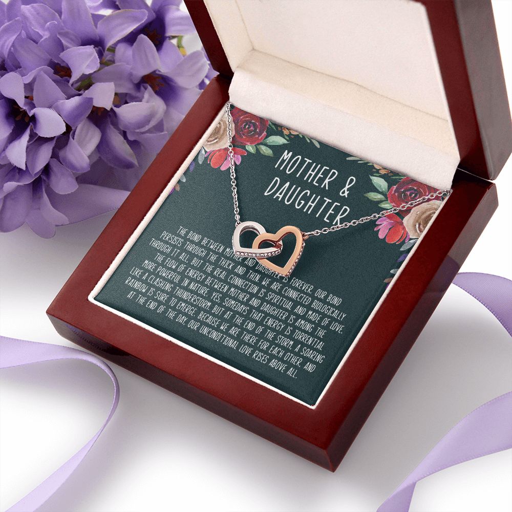 Mother And Daughter - The Bond Between Mother And Daughter Is Forever - Interlocking Hearts Necklace