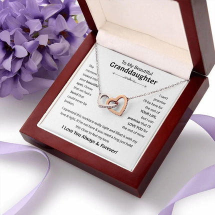 Beautiful Granddaughter - I'll Love You For The Rest Of Mine - Interlocking Hearts Necklace - Charming Present