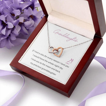 Granddaughter Grandma - I Love You To The Moon And Back - Interlocking Hearts Necklace - Charming Present