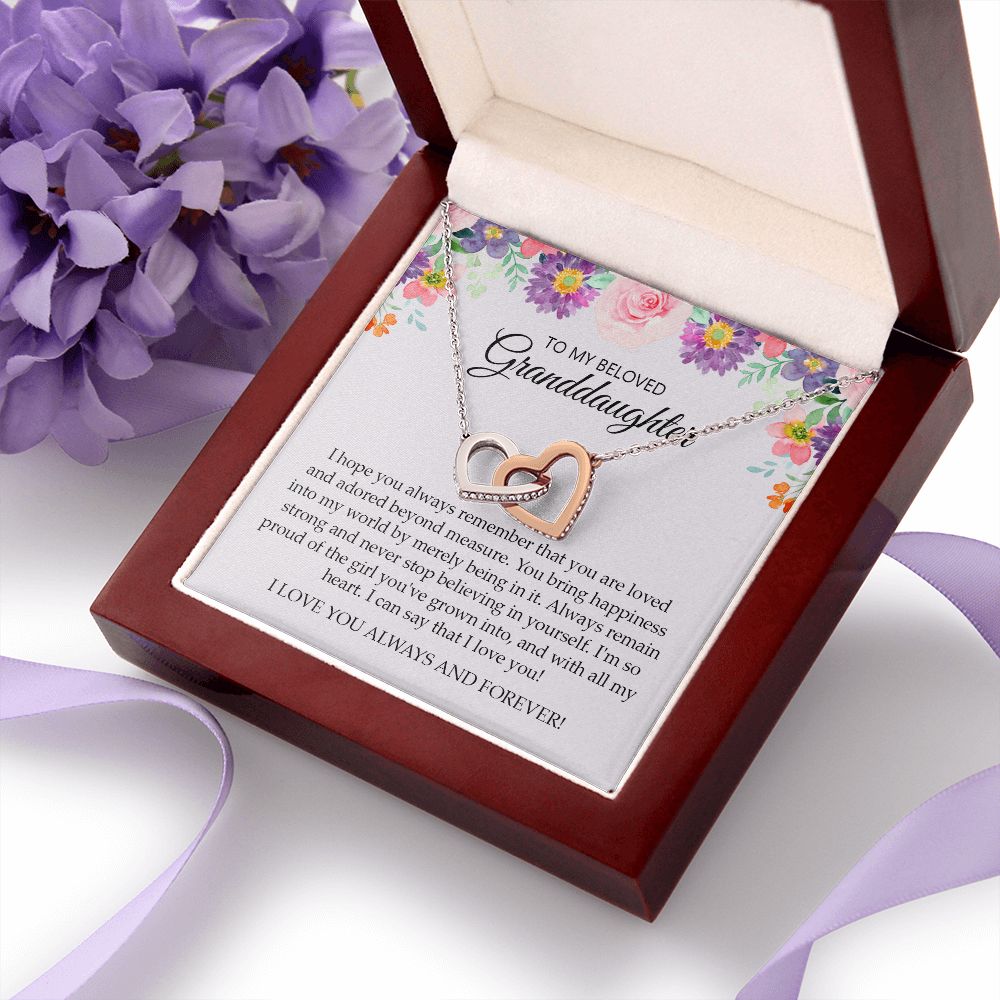 Granddaughter - I Love You Always And Forever - Interlocking Hearts Necklace