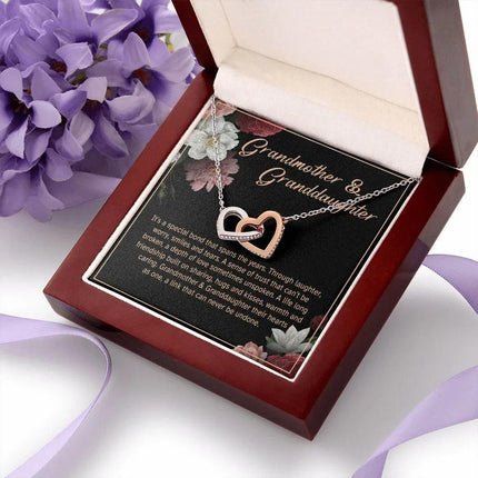 Granddaughter - Sharing Hugs And Kisses - Interlocking Hearts Necklace - Charming Present