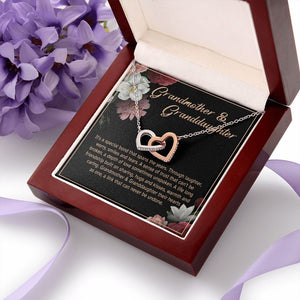 Granddaughter - Sharing Hugs And Kisses - Interlocking Hearts Necklace