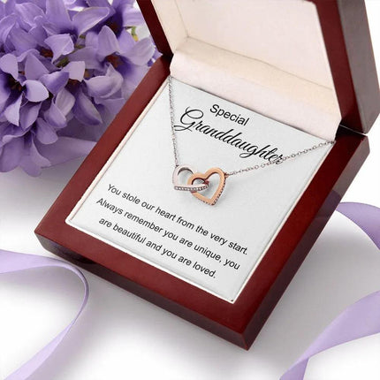 Special Granddaughter - You Are Beautiful - Interlocking Hearts Necklace - Charming Present
