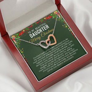 Beautiful Daughter - Merry Christmas - Love You Forever And Always - Interlocking Hearts Necklace