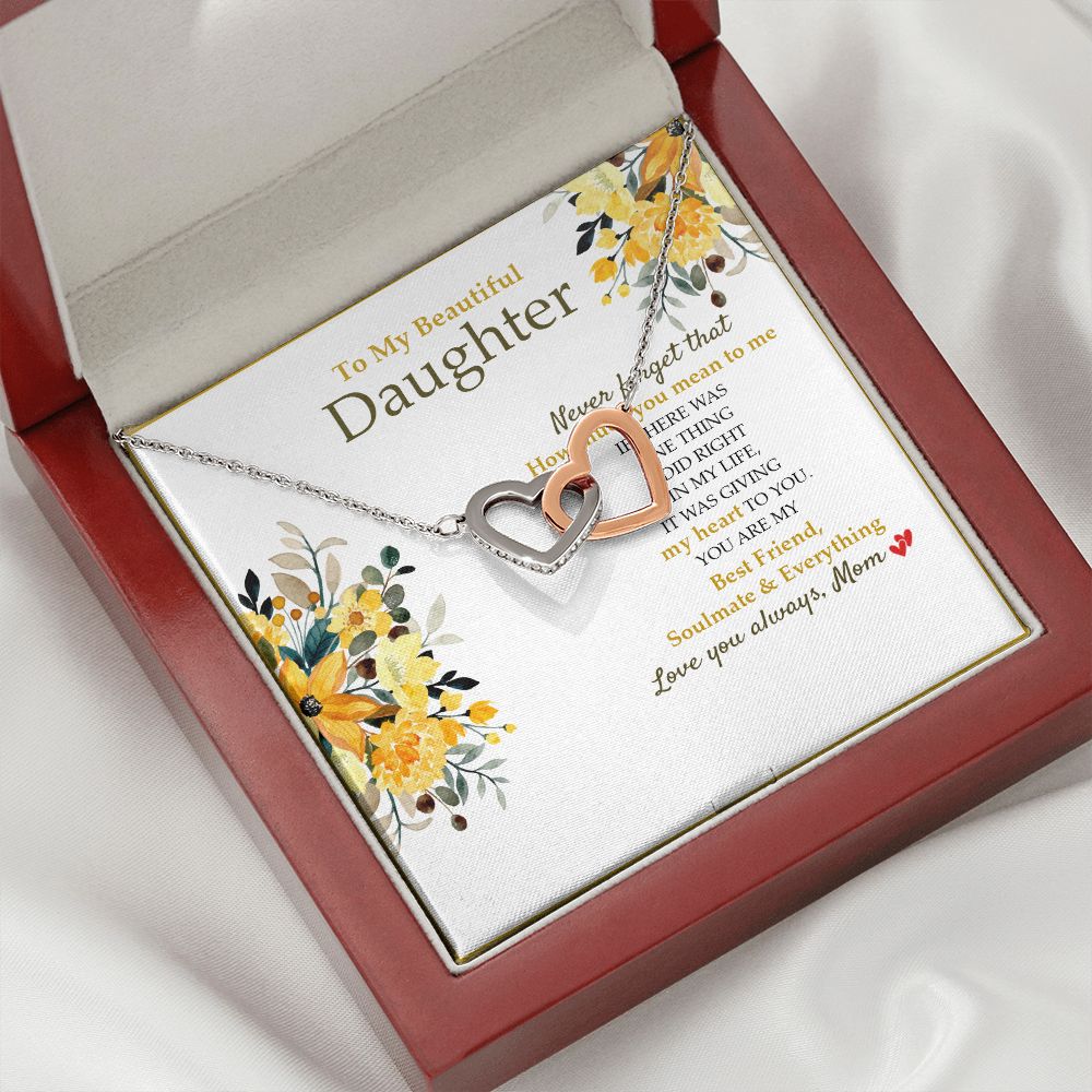 Daughter - Mom - How Much You Mean To Me - Interlocking Hearts Necklace SO190V