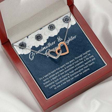 Granddaughter - Sharing Hugs And Kisses - Interlocking Hearts Necklace - Charming Present