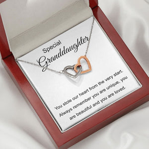 Special Granddaughter - You Are Beautiful - Interlocking Hearts Necklace