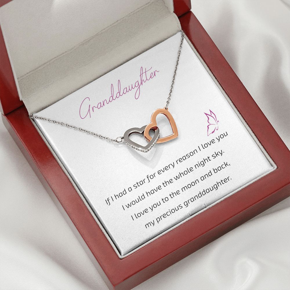 Granddaughter Grandma - I Love You To The Moon And Back - Interlocking Hearts Necklace