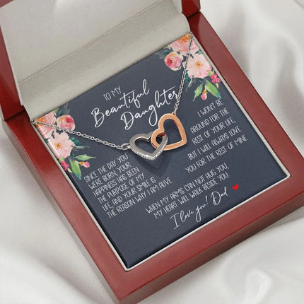 Daughter - Dad - My Heart Will Walk Beside You - Interlocking Hearts Necklace - Charming Present