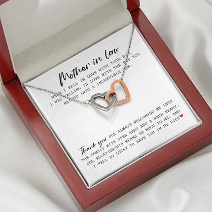 Mother In Law - Thank You For Always Welcoming Me - Interlocking Hearts Necklace SO175T - Charming Present