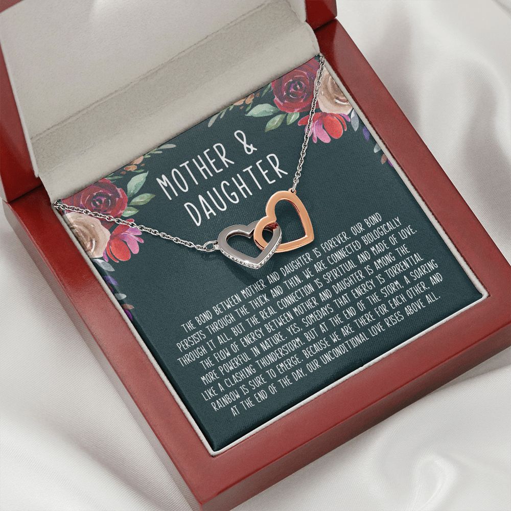 Mother And Daughter - The Bond Between Mother And Daughter Is Forever - Interlocking Hearts Necklace