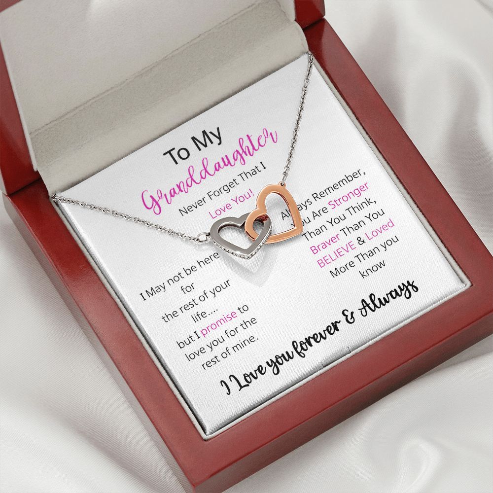 Granddaughter - I Love You Forever - Interlocking Hearts Necklace