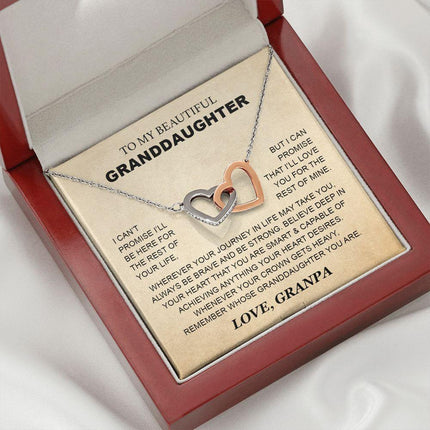 Granddaughter - Grandpa - Love You For The Rest Of Mine - Interlocking Hearts Necklace - Charming Present