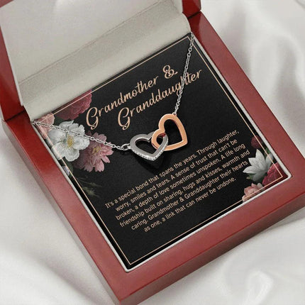Granddaughter - Sharing Hugs And Kisses - Interlocking Hearts Necklace - Charming Present