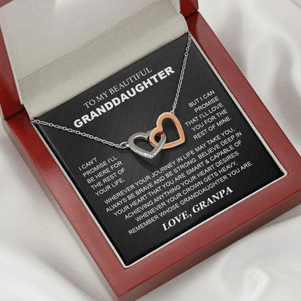 Granddaughter - Grandpa - Love You For The Rest Of Mine - Interlocking Hearts Necklace - Charming Present