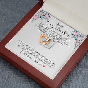 To My Bonus Daughter - I Forever Love You - Interlocking Hearts Necklace SO170V